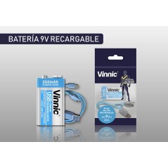 Batería Vinnic 9V 550 mAh Recargable USB-C