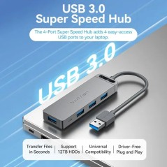 Hub USB 3.0 Vention CHLHF 4 Puertos 1m